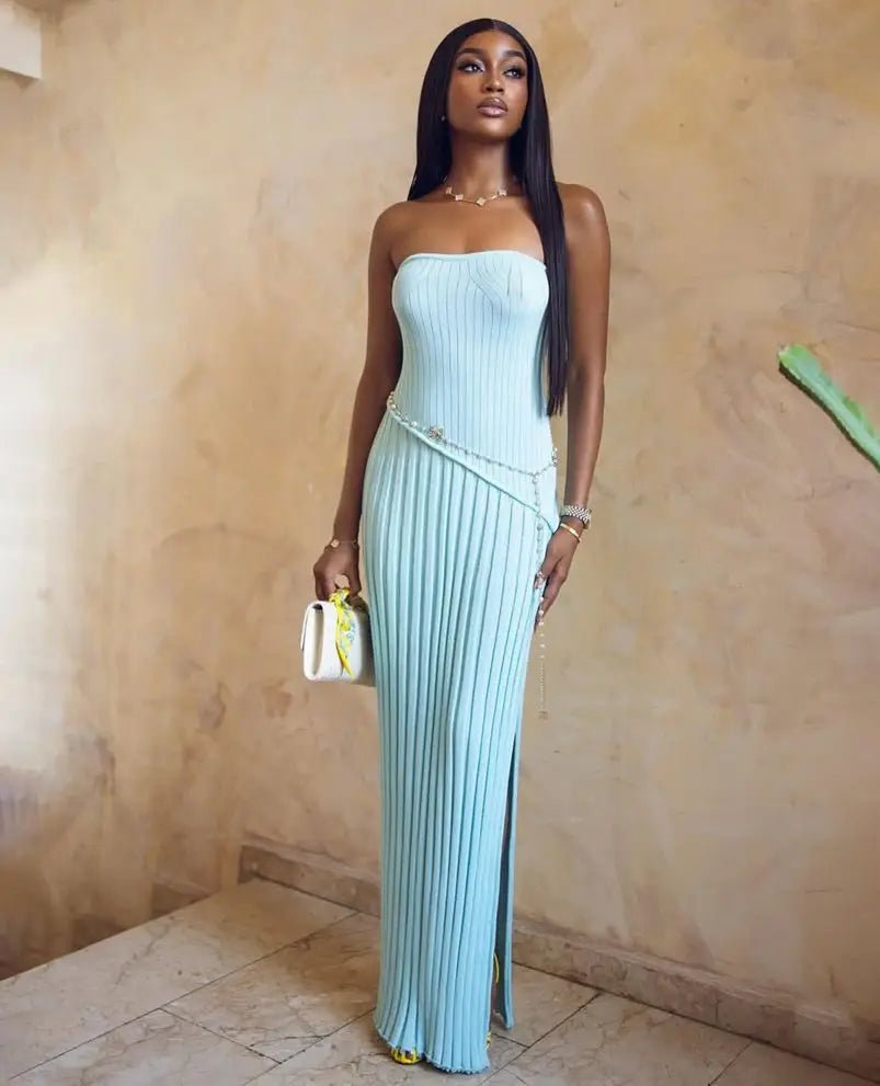 SOERA Isadora Strapless Side-Slit Knit Maxi Dress - Dresses -  Blue S