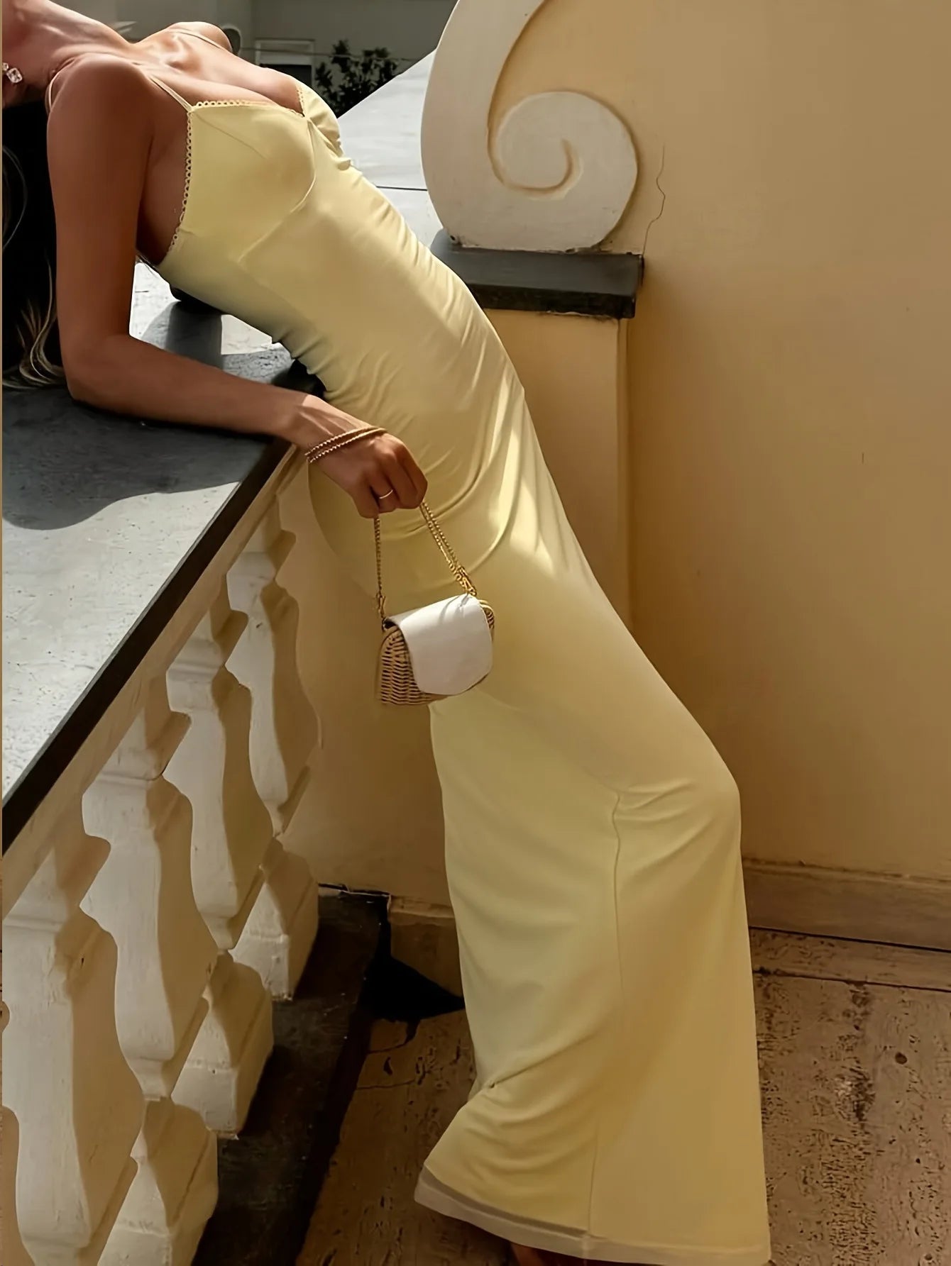 SOERA Janet V Neck Strap Maxi Dress - Dresses - 1005009046766312-;lX1771345061563610075 Yellow XL