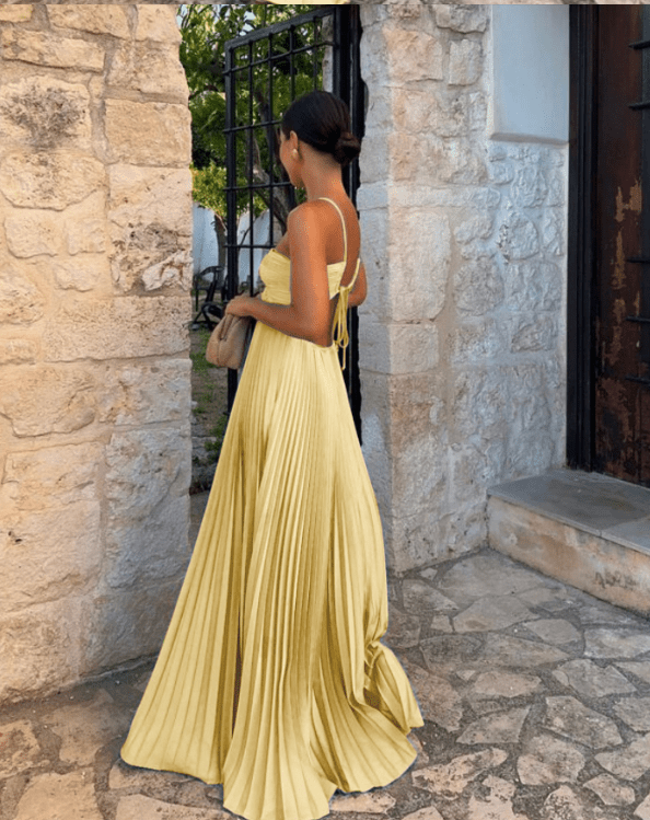 SOERA Lindsay Cutout Pleated Maxi Dress - Dresses - pI1776061224043491013 Yellow S