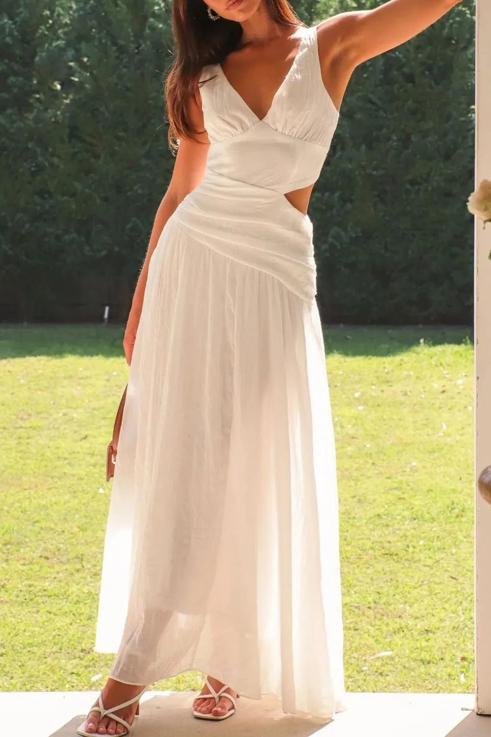 SOERA Lolita Cut - Out Ruched Maxi Dress - Dresses - do1774929987191343787 White S