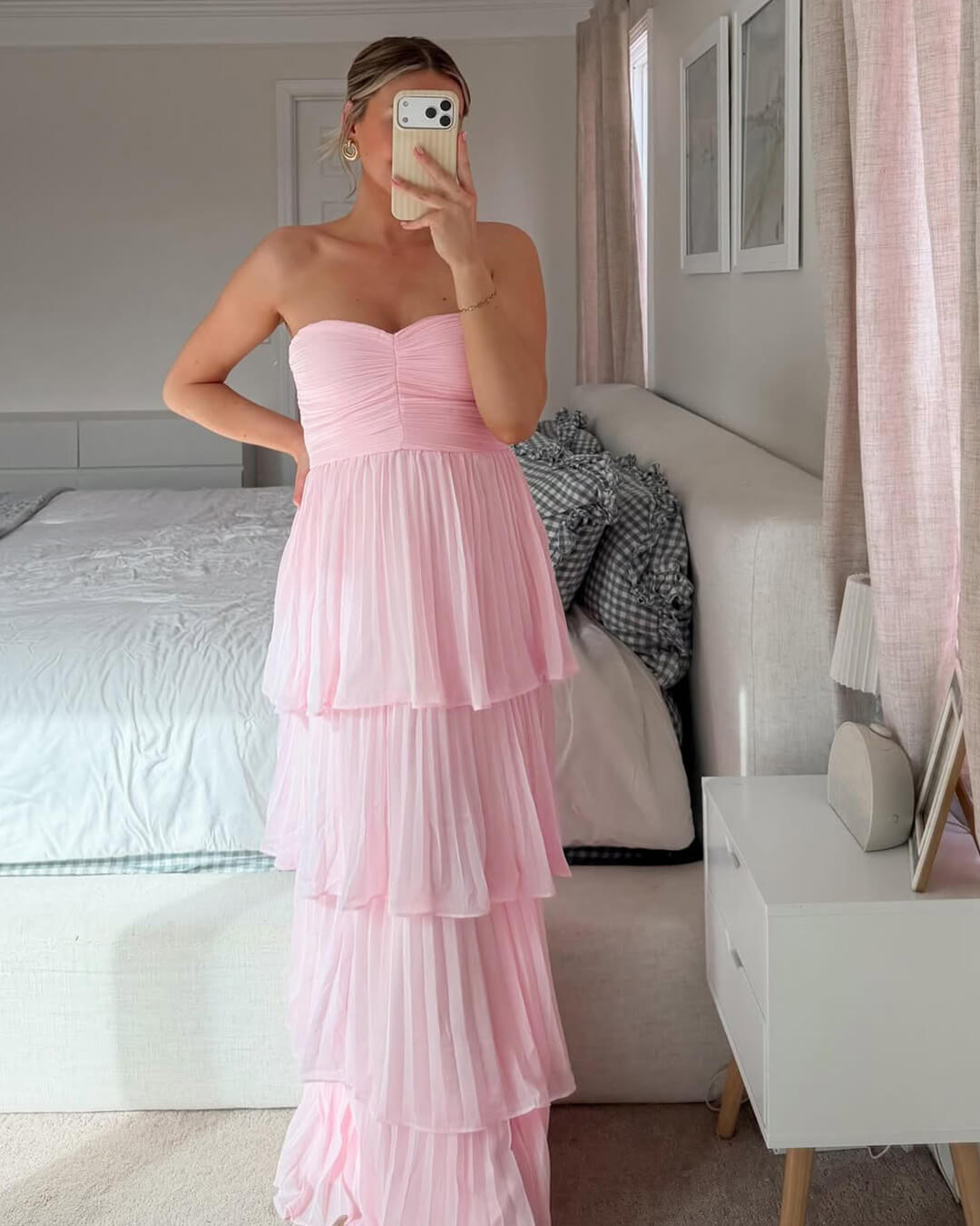 SOERA Michelle Strapless Pleated Tiered Maxi Dress - Dresses - EB1776061224045872085 M
