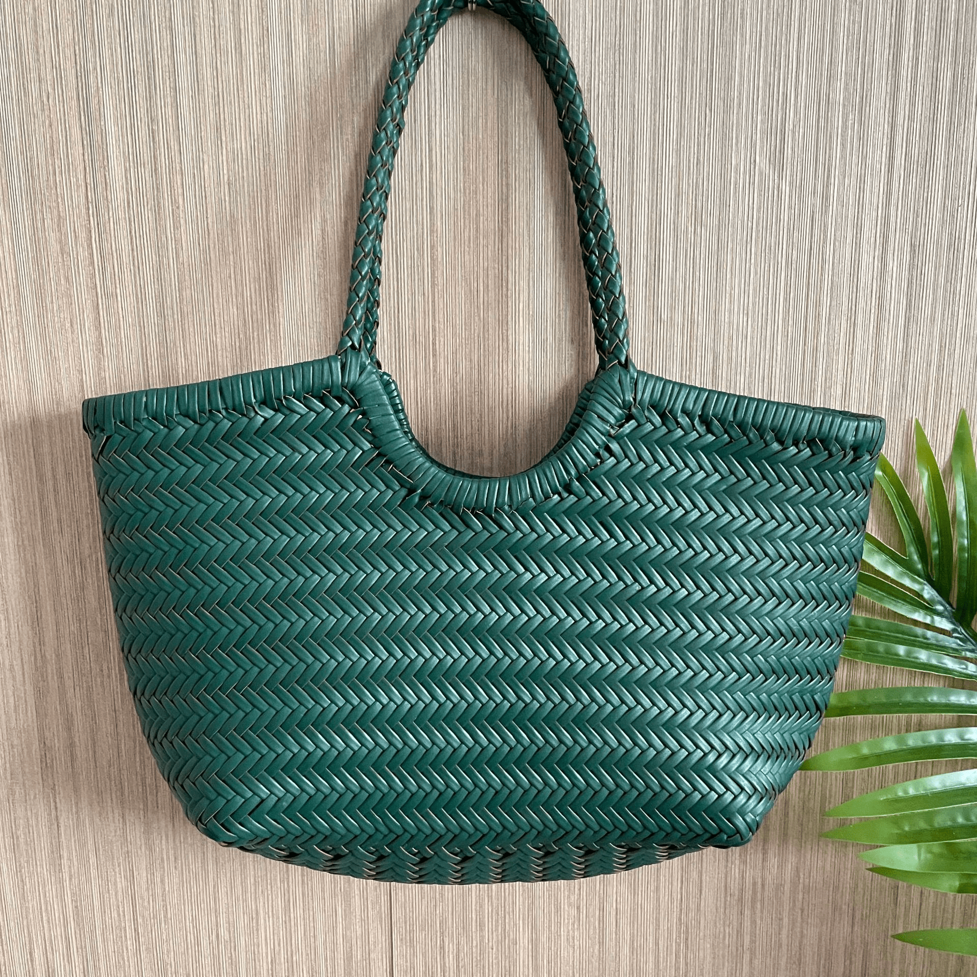 SOERA Beatrice Woven Leather Tote Bag - Handbags -  Green Small