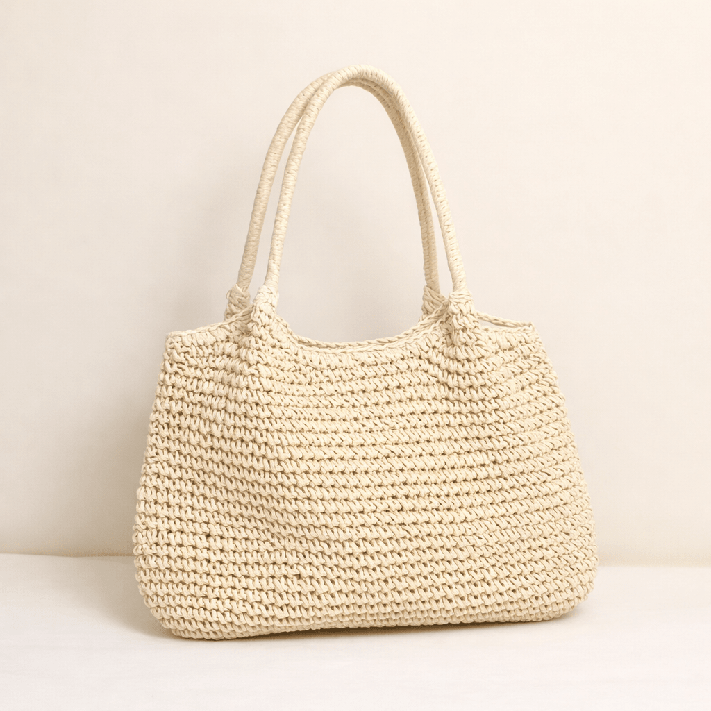 SOERA Brielle Woven Straw beach Tote Bag - Handbags -  Beige