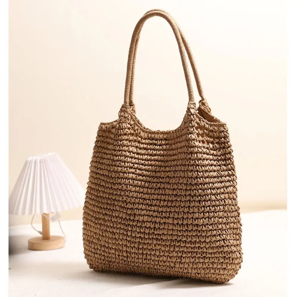 SOERA Brielle Woven Straw beach Tote Bag - Handbags -  Blue
