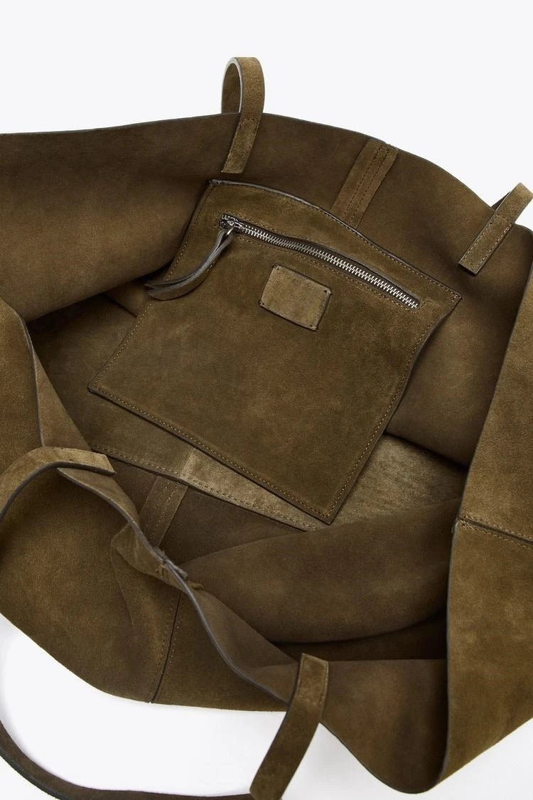 SOERA Cynthia Large Suede Tote Bag - Handbags - 3256809788164235-;Sd1763048698109734366 Khaki