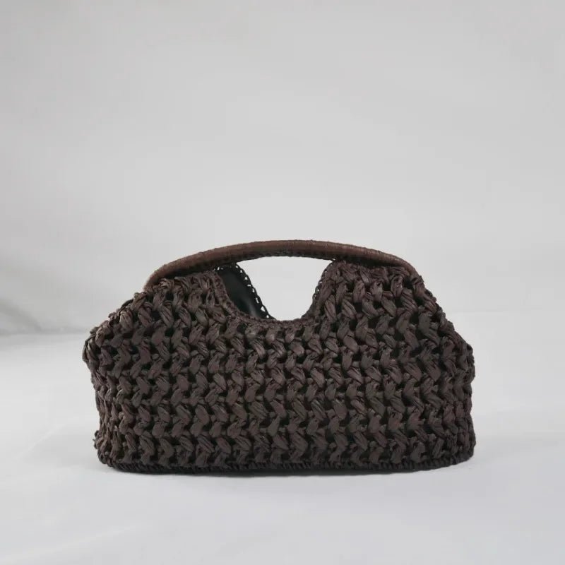 SOERA Raye Woven Straw Shell Clutch - Handbags -  Brown