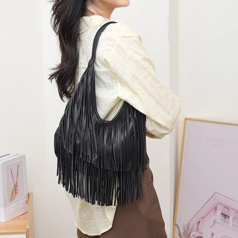 SOERA Tatiana Tasseled Hobo Bag - Handbags - 1005008821422717-;Hr1761640572580789648 Brown