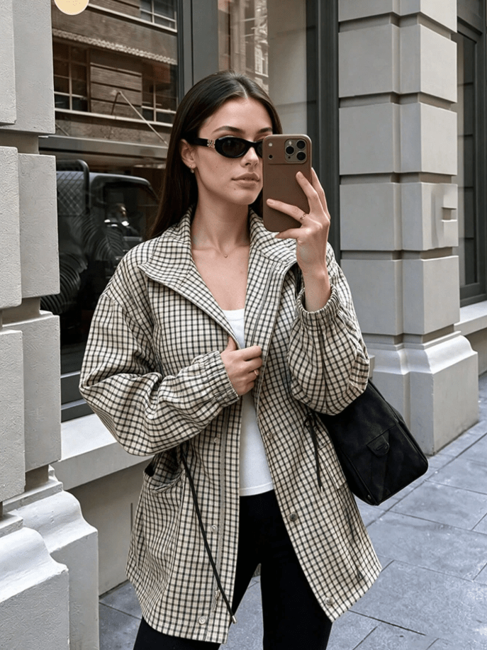 SOERA Ellen High-Neck Plaid Jacket - Jacket - SOERA-690371-GRE-L-40355 L