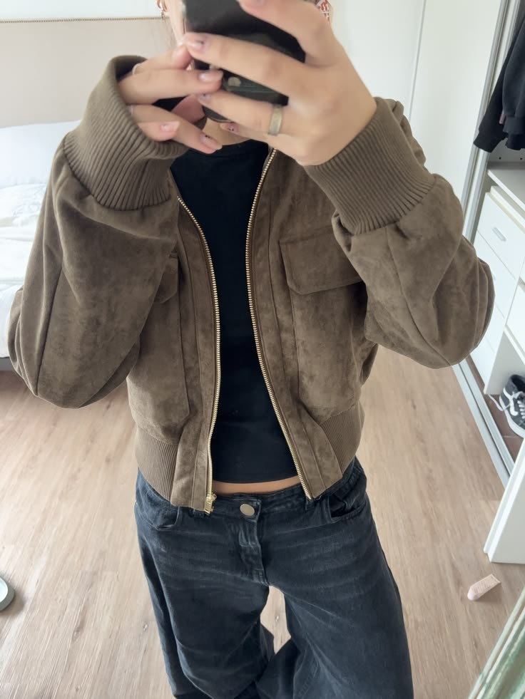 SOERA Natalie Faux Suede Bomber Jacket - Jacket - SOERA-593603-OLI-XS-24995 Coffee XS