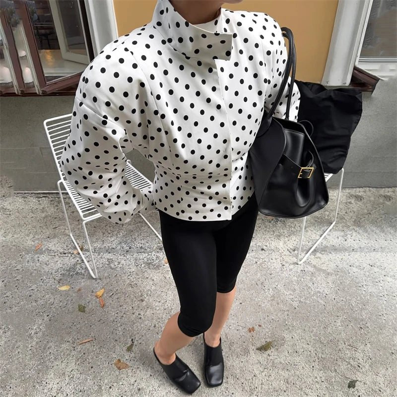 SOERA Caryl Stand Collar Polka Dot Jacket - Jackets - 1005009631661786-;cf1774869403517085936 S