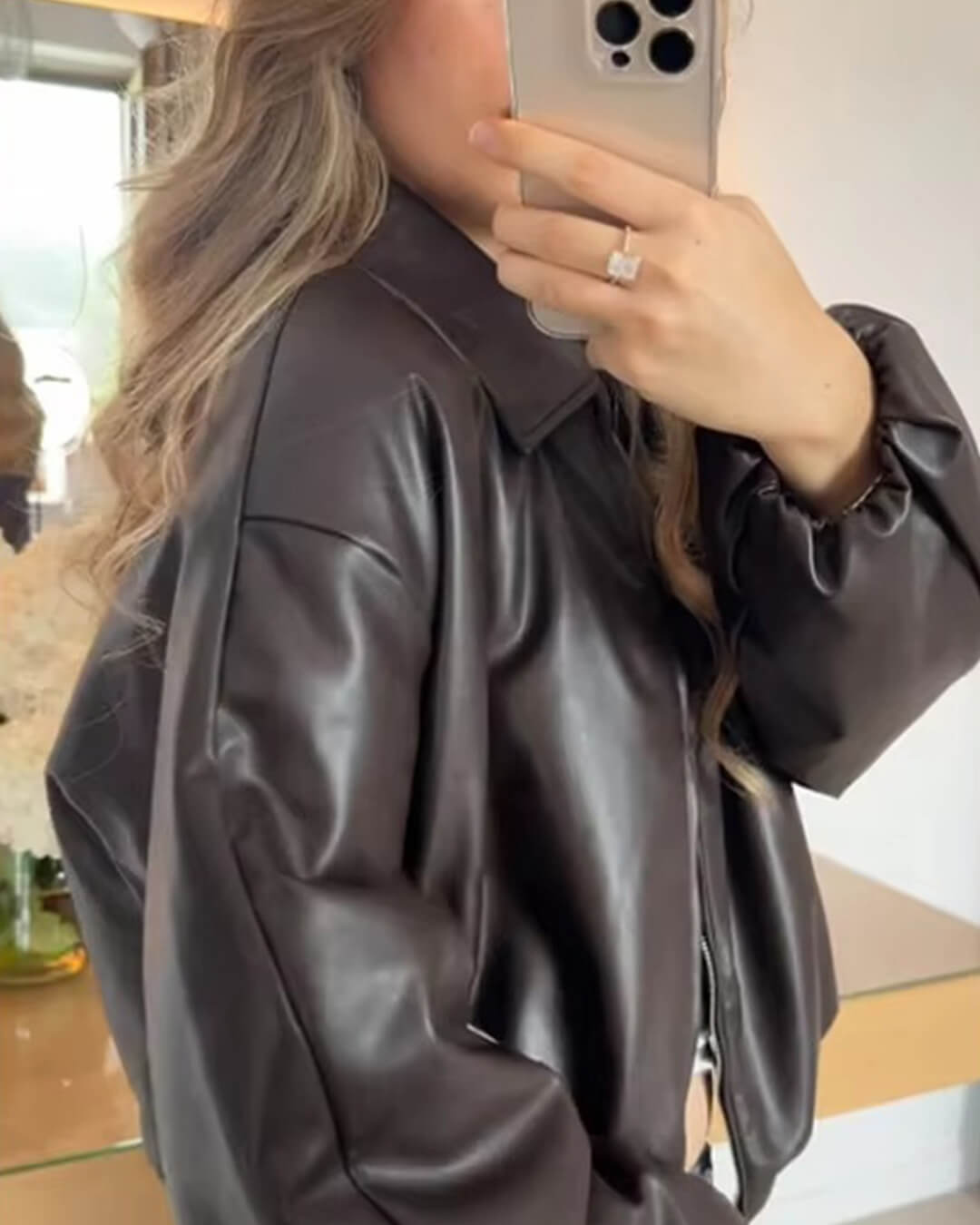 SOERA Jenny Faux Leather Bomber Jacket - Jackets - 1005009936813673-;wB1765284569266124960 Coffee M