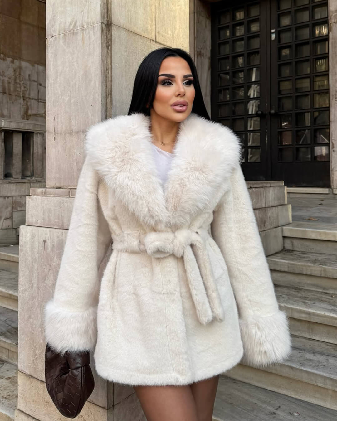 SOERA Jessa Faux Fur Trim Coat - Jackets - 3256810138161838-;Hn1765284570161168332 White S