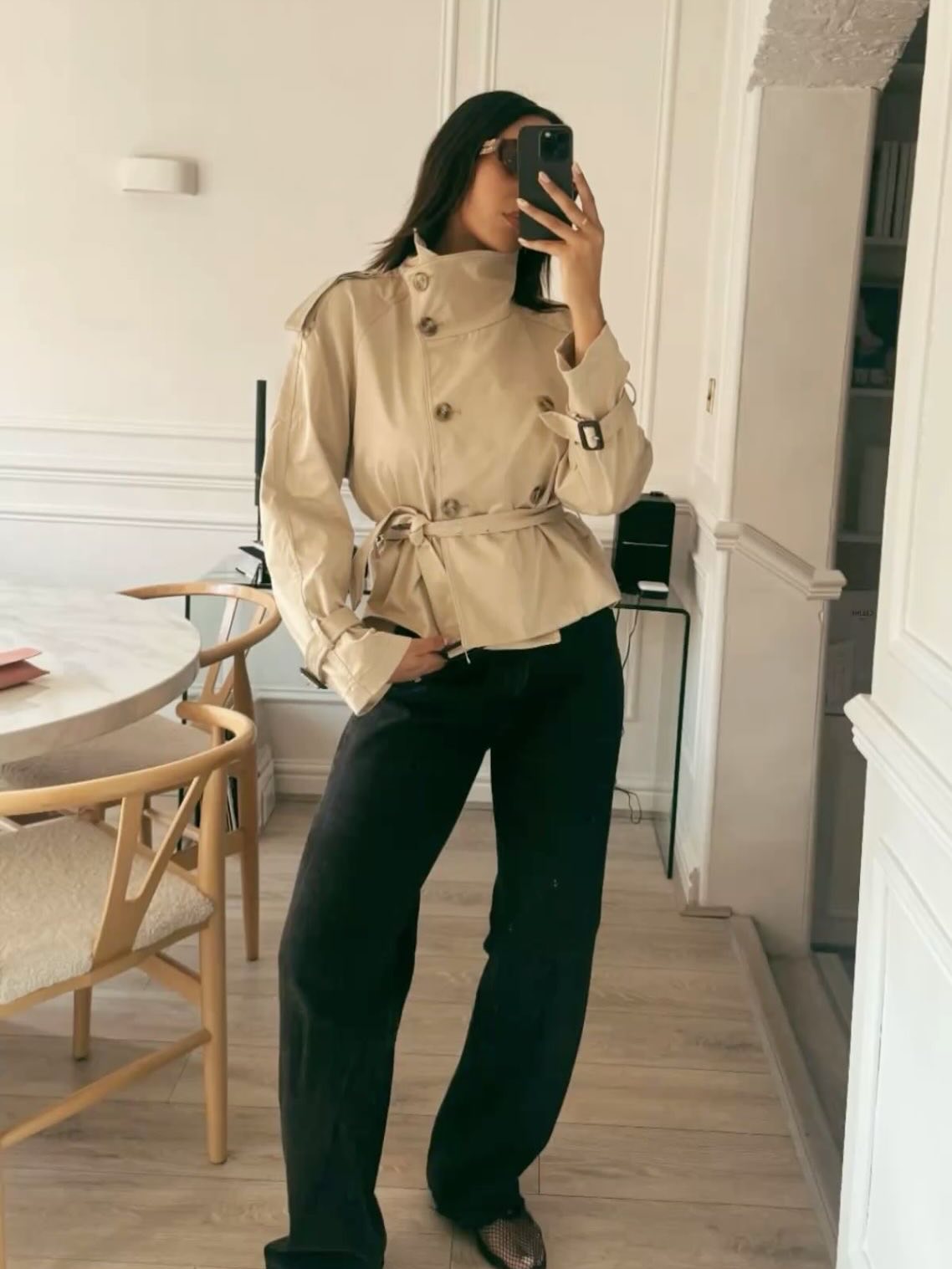 SOERA Kara Stand Collar Belted Crop Trenchcoat - Jackets - 1005009693239722-;Jp1771494648622182708 Beige XS