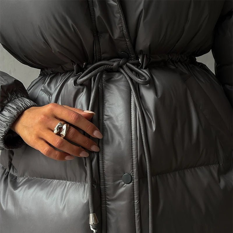 SOERA Lorie Drawstring Hooded Puffer Coat - Jackets - 1005010026834237-;Bl1761217546552308264 Dark Gray M