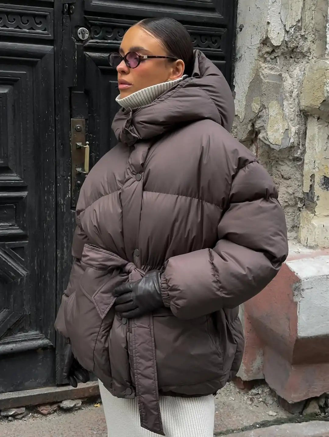 SOERA Lorna Lace Up Hooded Coat - Jackets - 3256809934908770-;hx1763048698100206343 Coffee L