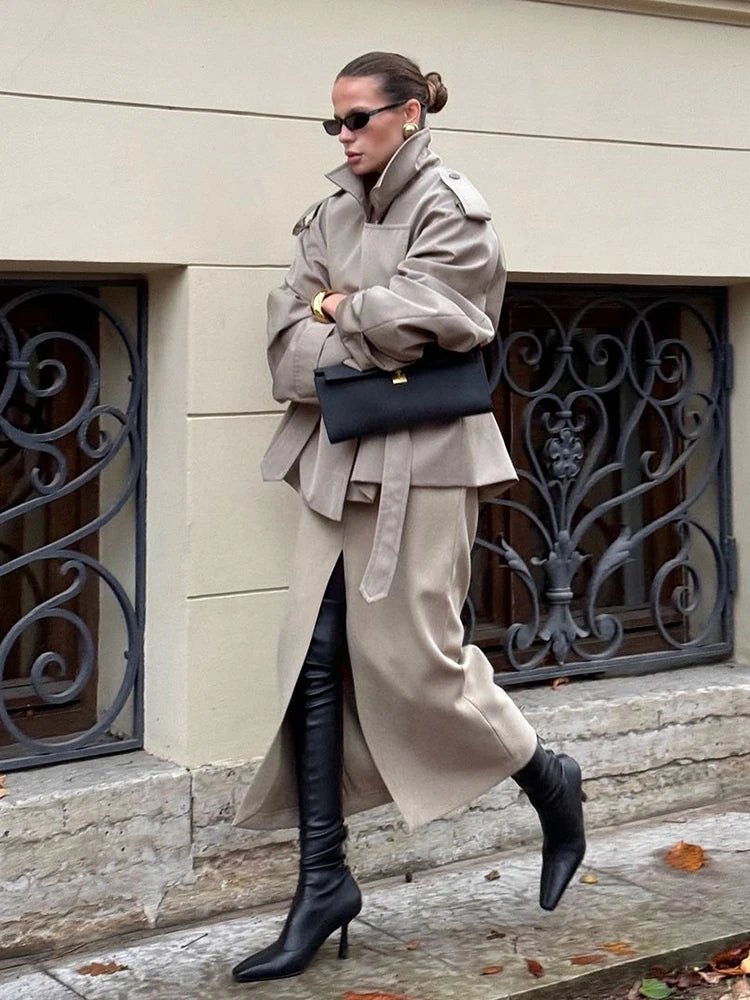 SOERA Molly Belted Cropped Trench Coat - Jackets - 1005009088260377-;KL1773321573476338952 Beige M