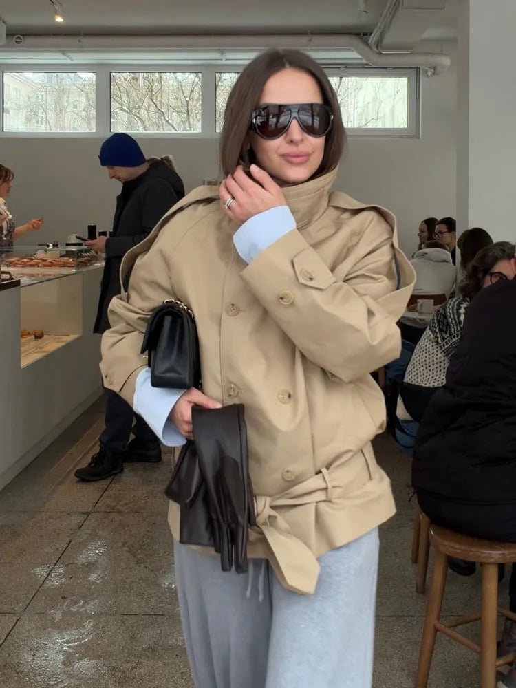 SOERA Portia High Neck Lace Up Coat - Jackets - 1005011887855759-;nj1775552730007174737 M