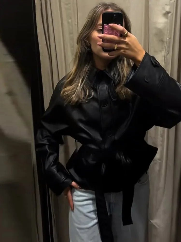 SOERA Tabitha Belted Faux Leather Jacket - Jackets - 1005009949501329-;bS1775572384782373326 S