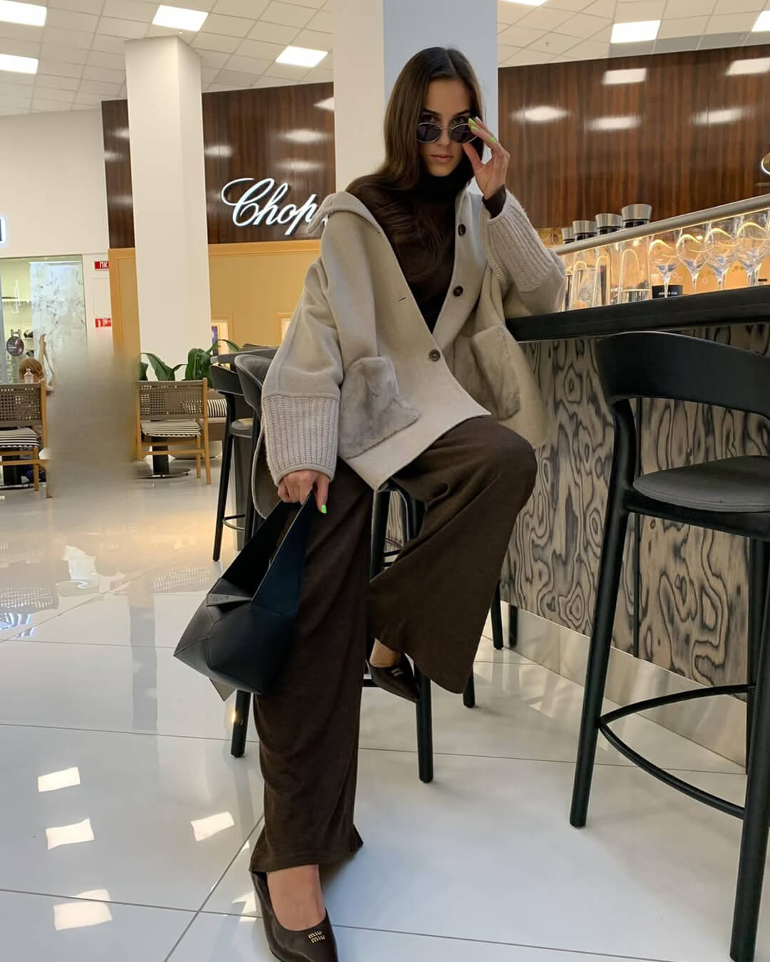 SOERA Terry Turtleneck Faux Fur Knit Coat - Jackets - 3256810016271253-;jR1764102178643223256 Brown M