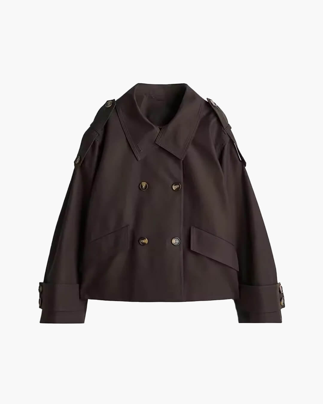 SOERA Vivienne Stand Collar Cropped Trench Coat - Jackets - 1005008964010132-;Gs1774012026581463869 Brown S