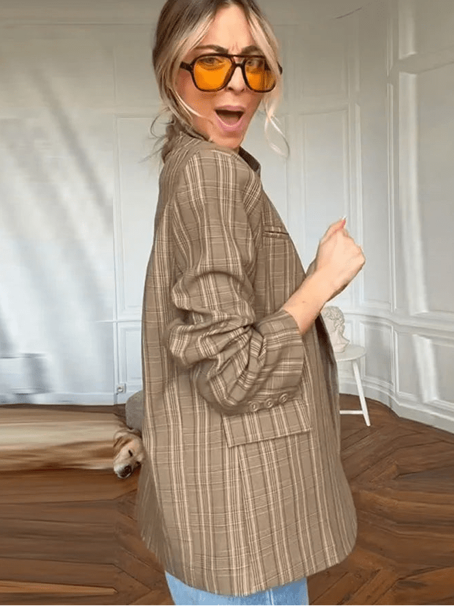 SOERA Wilma Stand Collar Striped Suit Jacket - Jackets - ZQ1774532669736793487 S