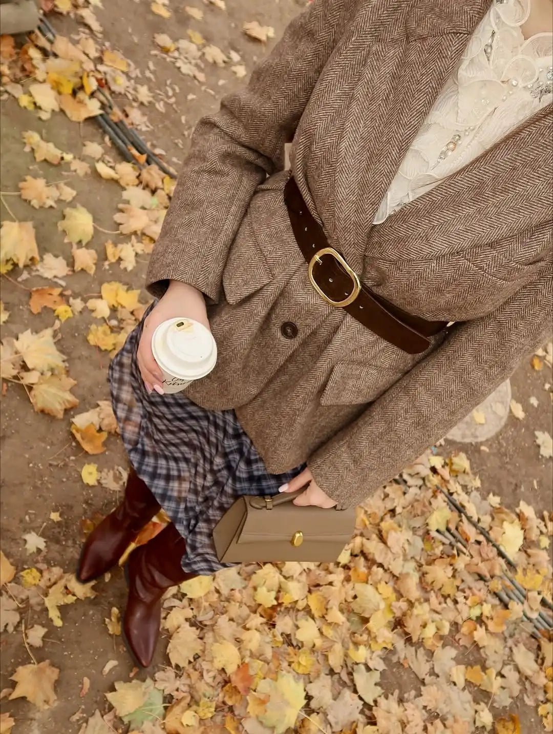 SOERA Yalina Herringbone Blazer with Belt - Jackets - 1005010788684149-;WS1773374039125018319 S