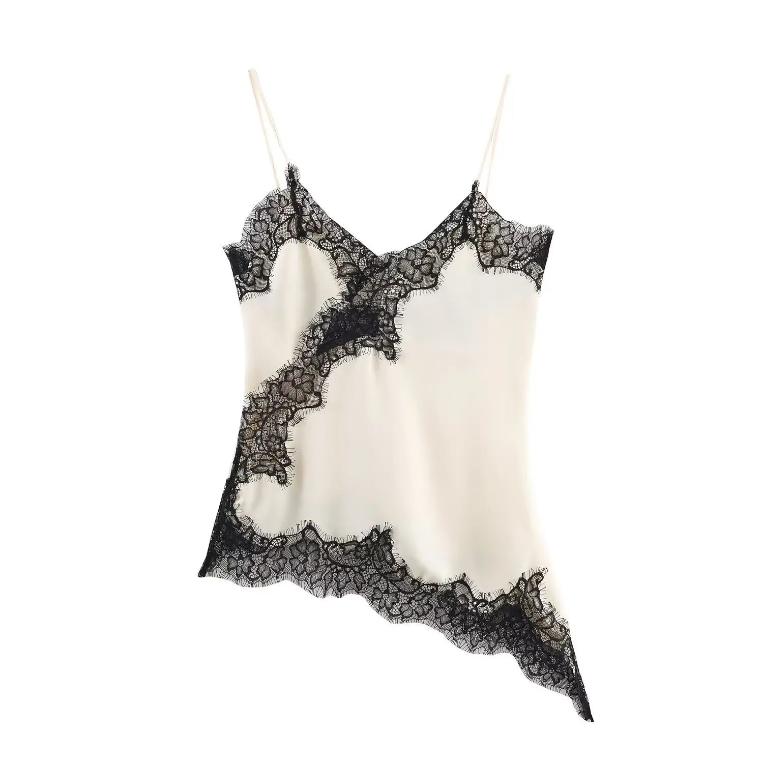 Asymetryczny satynowy top na ramiączkach Kara