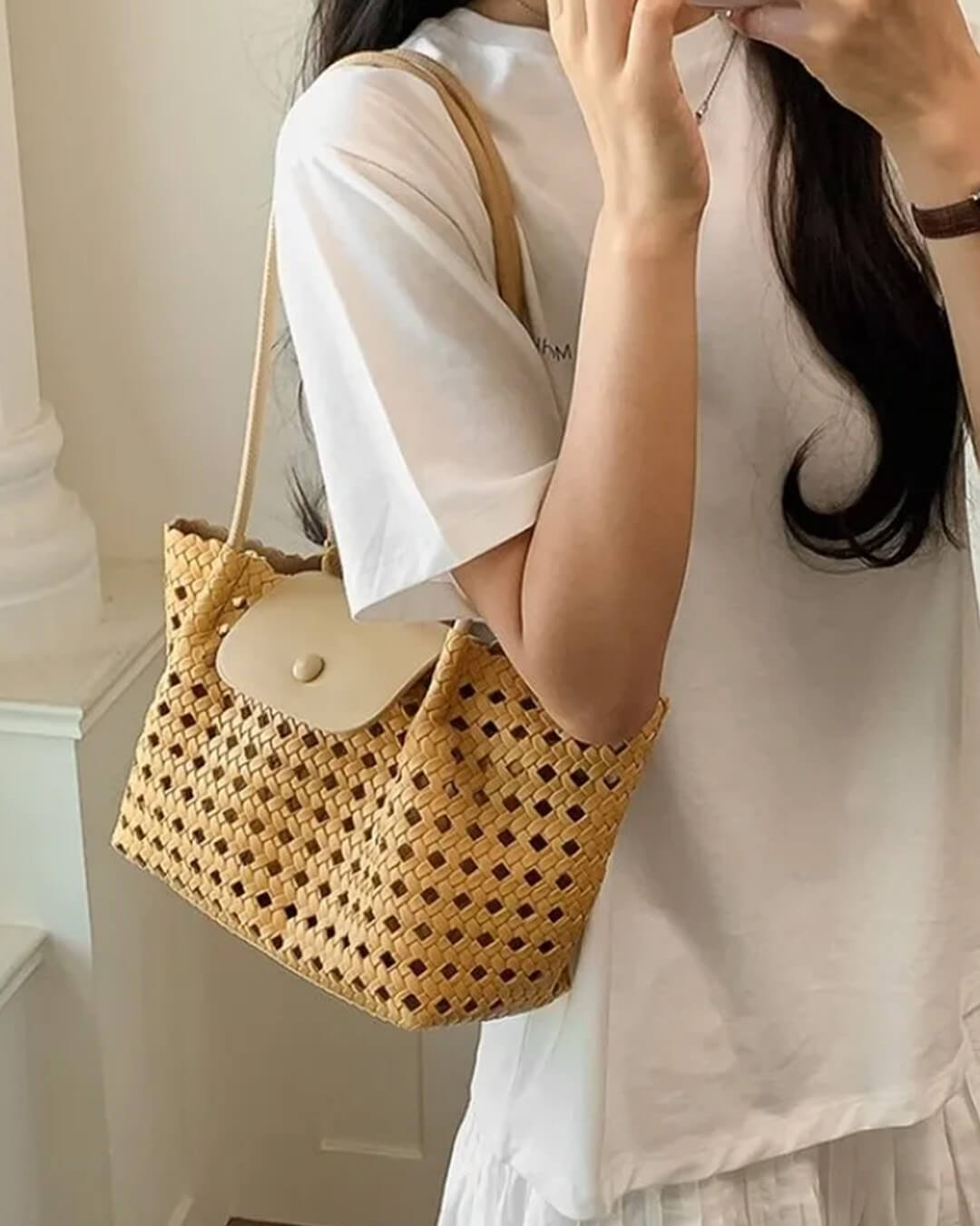 Marina Embossed Shoulder Bag - removing logo
