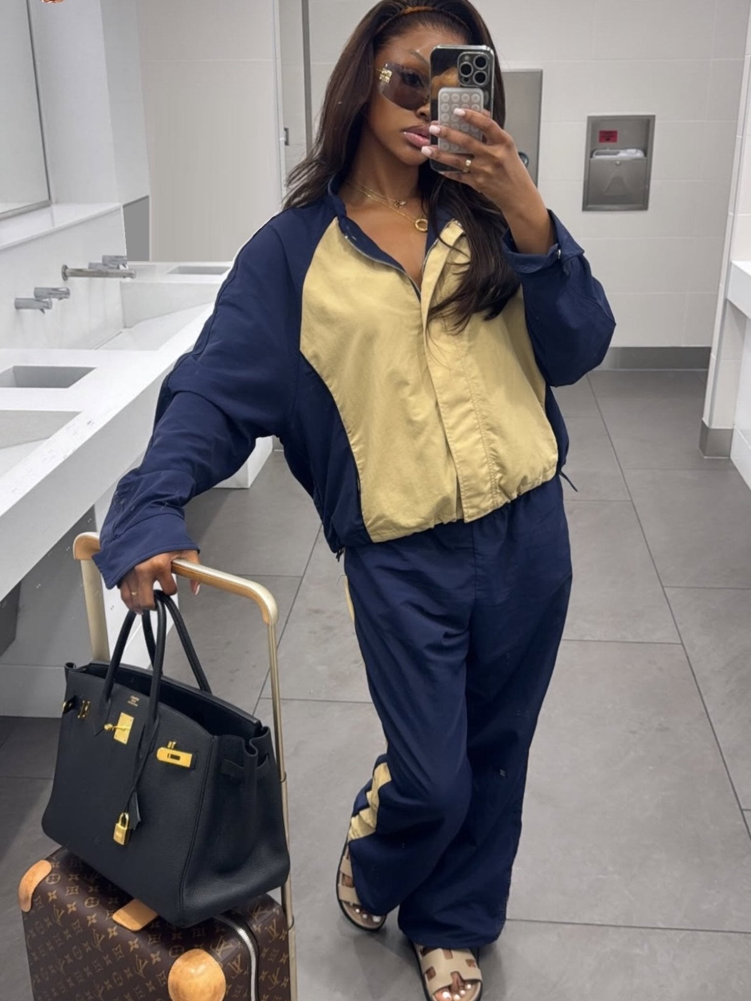 SOERA Helen Patchwork Nylon Tracksuit - Matching Set - SOERA-933315-PAN-L-39651 L