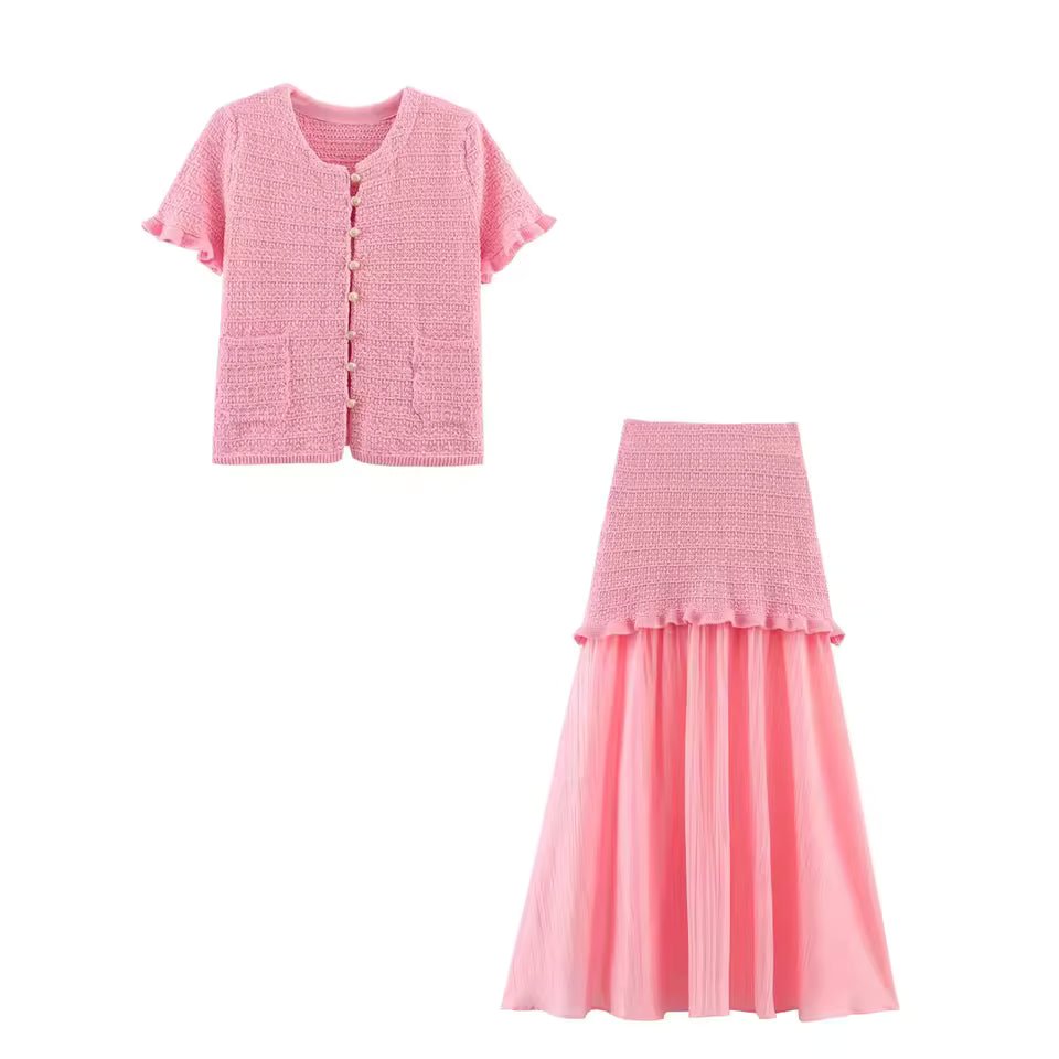 SOERA Beatrice Knitted Tank & Pleated Skirt Set - Matching Sets -  Beige Set M