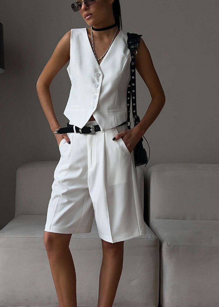 SOERA Bianca Tailored Vest & Bermuda Shorts Set - Matching Sets -  White L