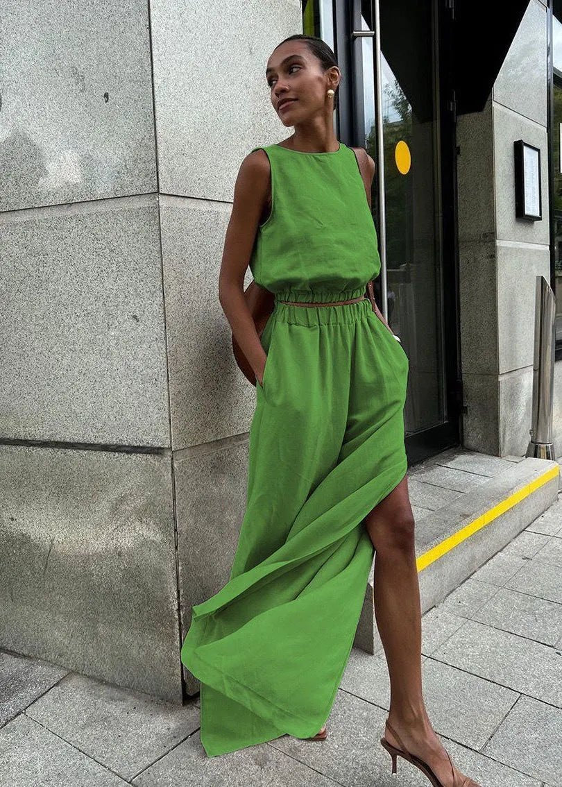 SOERA Celeste Wide - Leg Palazzo Set - Matching Sets -  Green S