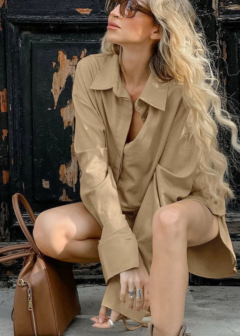 SOERA Gabrielle Cropped Shirt & Drawstring Shorts Set - Matching Sets -  M