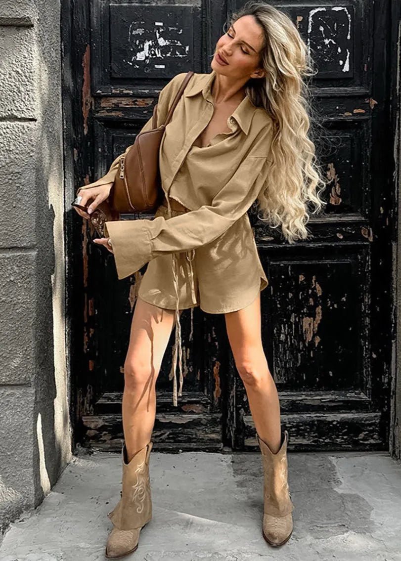 SOERA Gabrielle Cropped Shirt & Drawstring Shorts Set - Matching Sets -  S