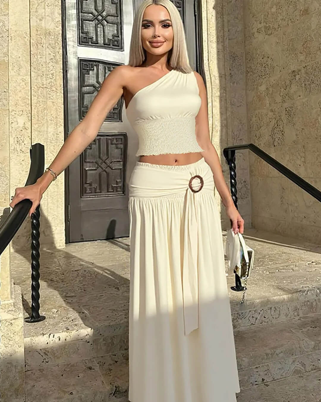 SOERA Gaia Belted Maxi Skirt Set - Matching Sets - 1005009280343520-;gj1770793336517143769 Top L