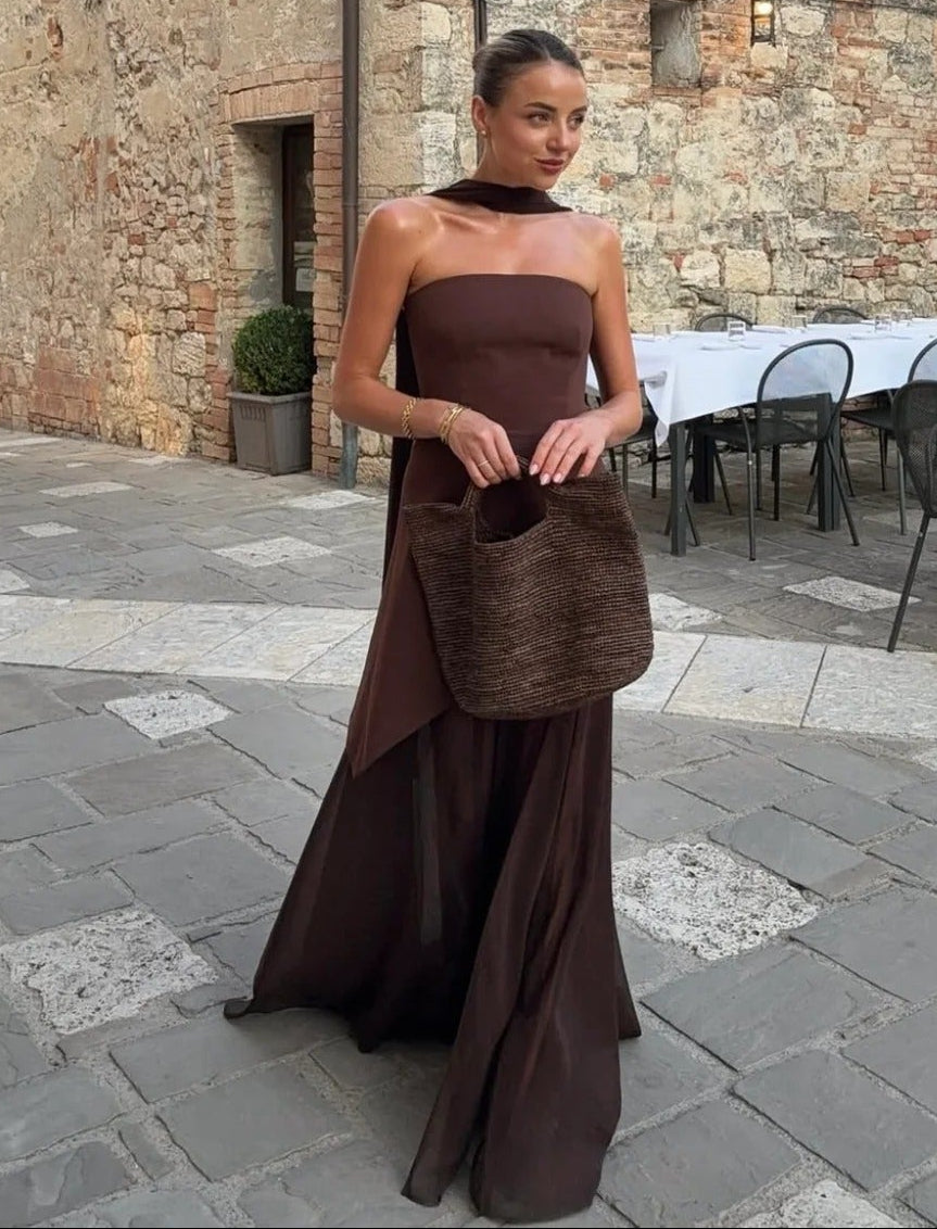 Ophelia asymetryczna przezroczysta sukienka maxi