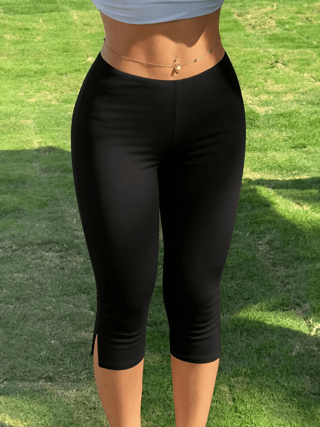 SOERA Halia Split Hem Capri Leggings - Pants -  Black S