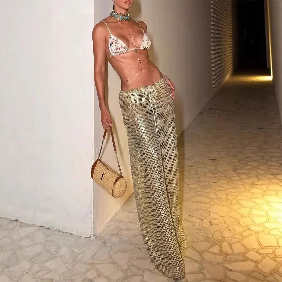 SOERA Margot Gold Drawstring Wide Leg Pants - Pants - SOERA-101187-DEF-OS-38405 L
