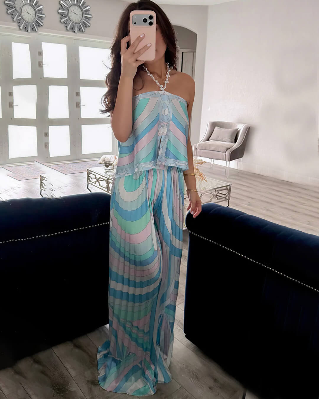 Nora plisowane spodnie capri zestaw co-ord