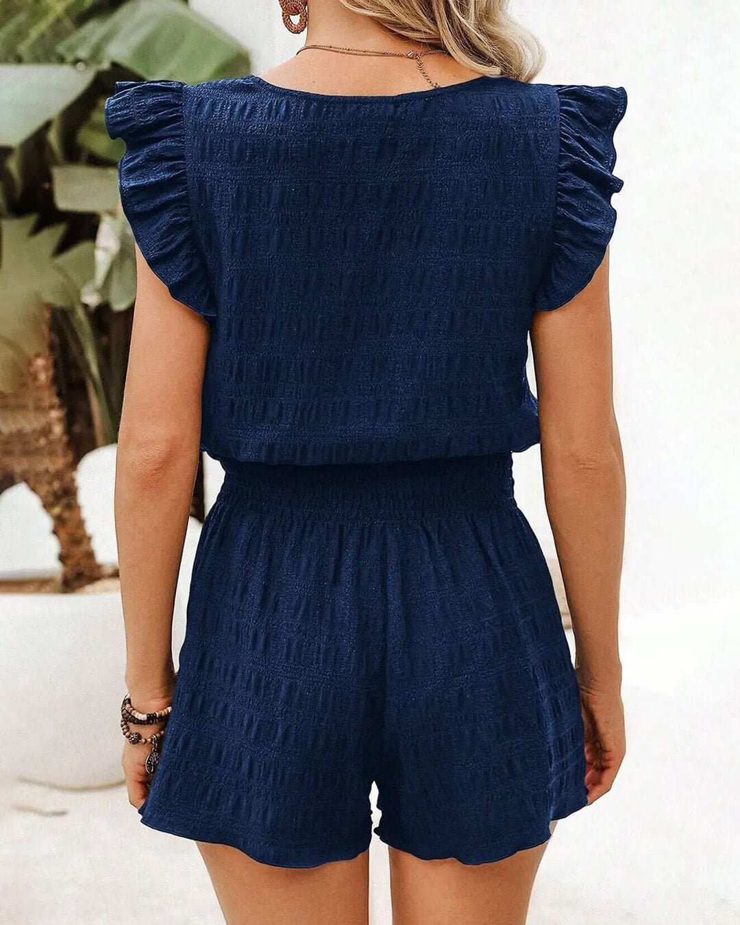 SOERA Emily Textured Blouse & Shorts Set - Sets - yU1774977143774431053 Navy S