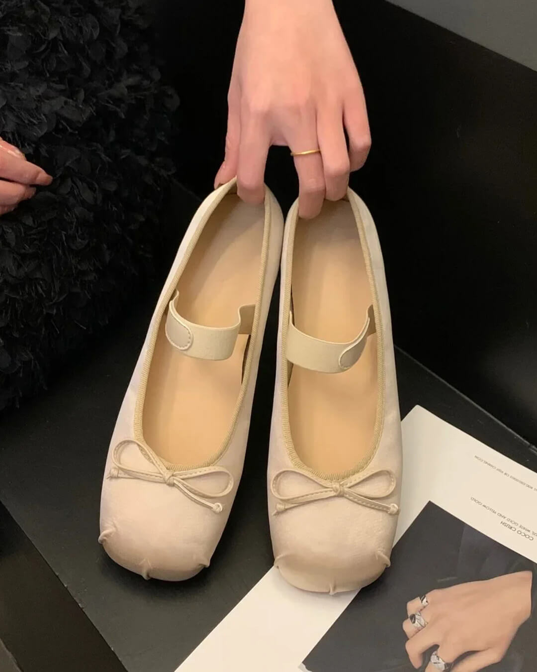 SOERA Pamela Bowtie Satin Ballet Flats - Shoes - 1005006308783003-;HG1772045931426303124 Beige 37