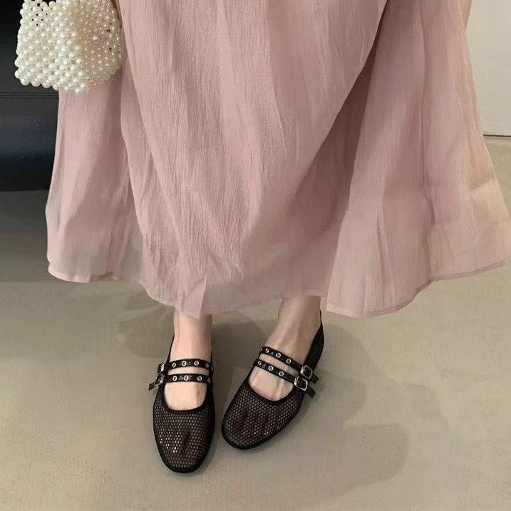 SOERA Valerie Buckled Mesh Ballet Flats - Shoes - 1005008919633161-;HY1774869391273324780 Black 37