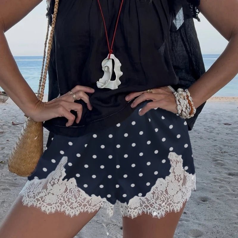 SOERA Margot Lace Polka Dot Satin Shorts - Shorts - 1005010043707999-;jA1773374042540099368 White Black S