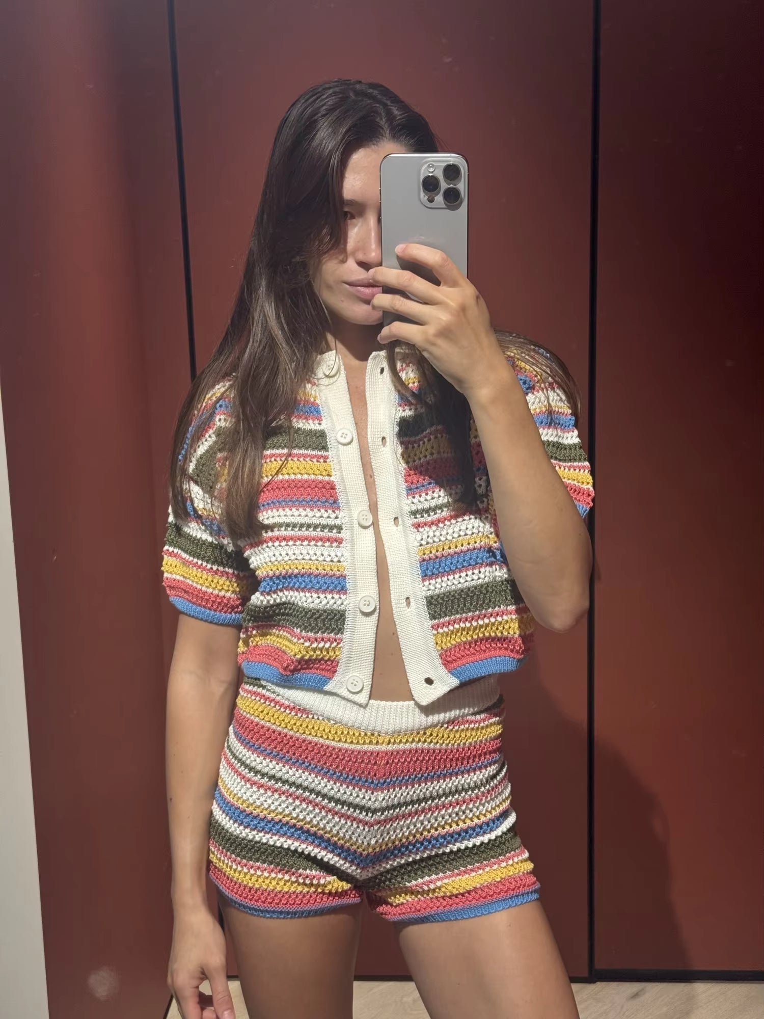 SOERA Margot Striped Knit Crop Set - Shorts Set - SOERA-319235-DEF-OS-87845 L