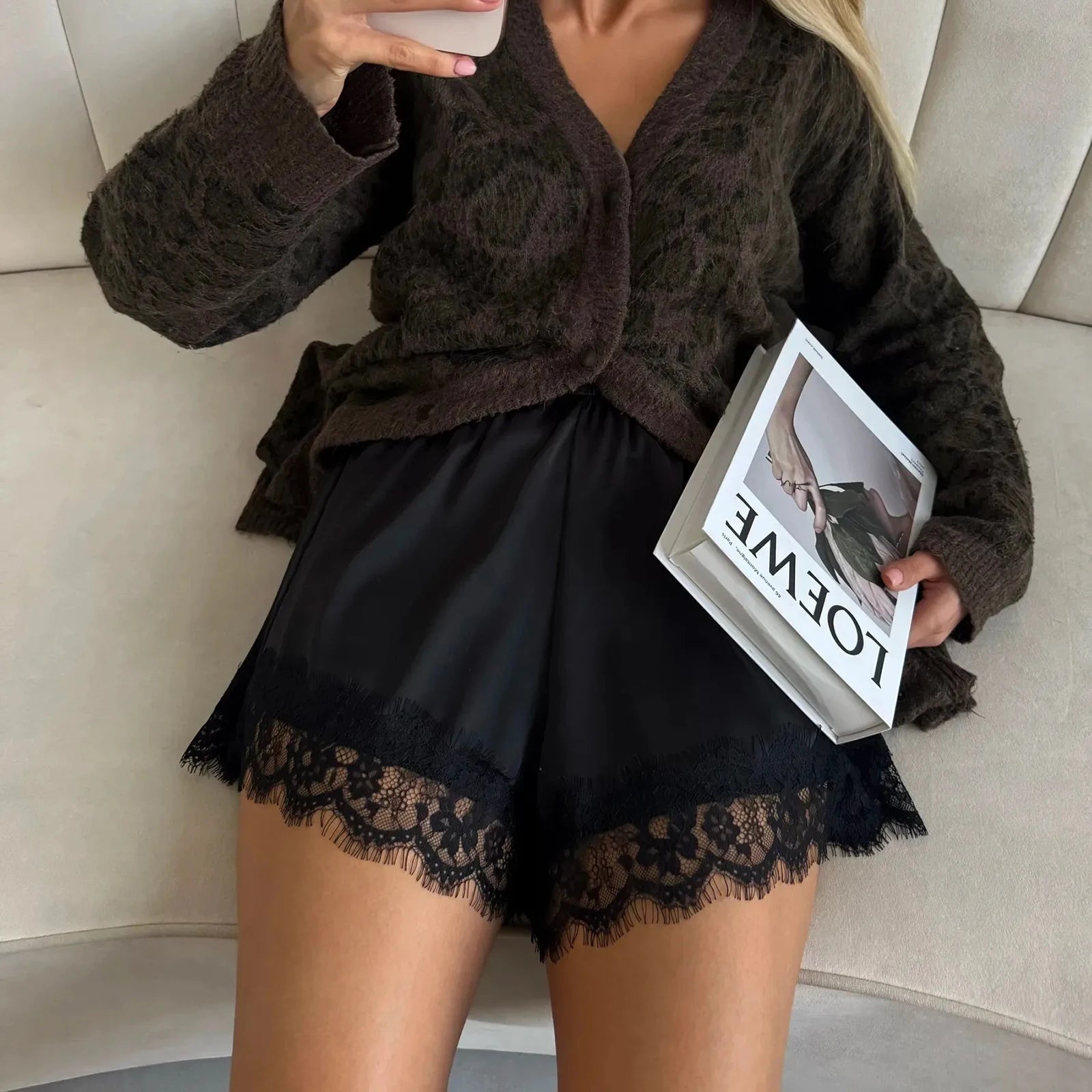 SOERA Suzette Lace Satin Shorts - Shorts - 1005010682962242-;IK1770053336657859204 Apricot S