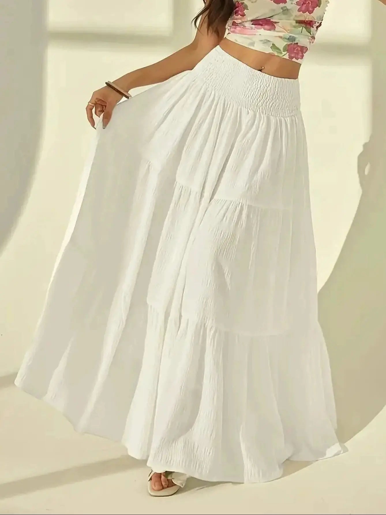 SOERA Celeste Layered Maxi Skirt - Skirt -  White 0XL