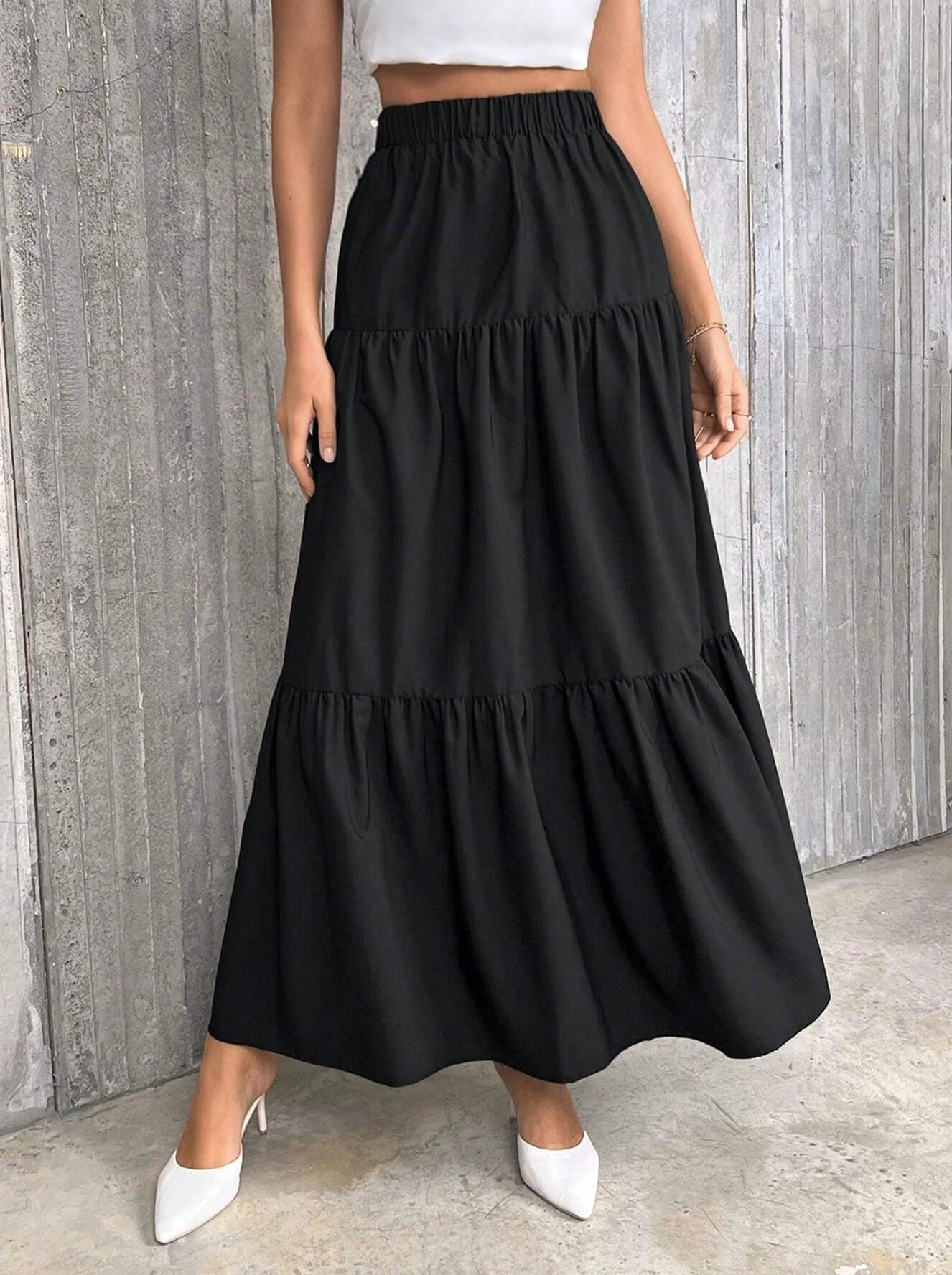 SOERA Idalia High Waist Flounce Hem A - Line Skirt - Skirt -  Black XS