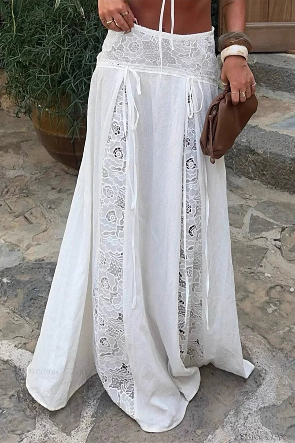 SOERA Celeste Boho Lace Patchwork Maxi Skirt - Skirts -  White S