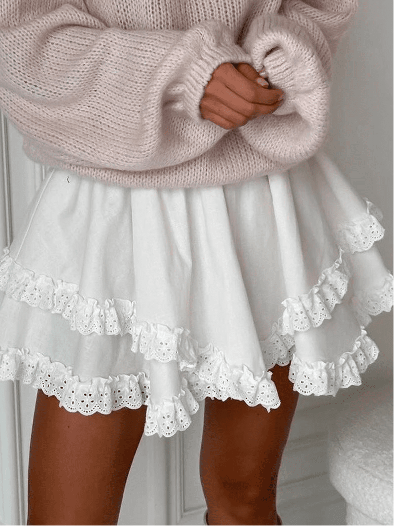 SOERA Kyrie Ruffled Trim Layered Mini Skirt - Skirts - 1005007225143184-;JD1771582048698827484 S