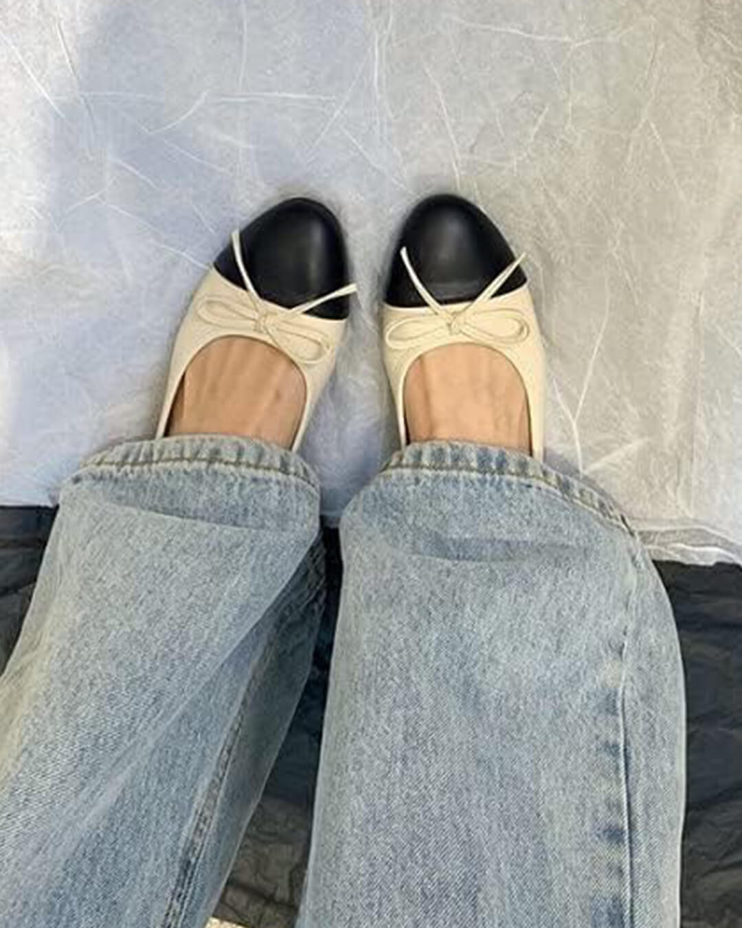 Płaskie baleriny Suzy z kokardką